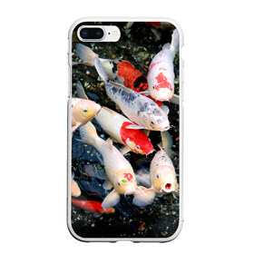 Чехол для iPhone 7Plus/8 Plus матовый с принтом Koi Fish (карпы кои) в Курске, Силикон | Область печати: задняя сторона чехла, без боковых панелей | bright | brocade | carp | color | decorative | depth | exotic | fish | koi | koi fish | sea | water | вода | глубина | декоративные | карпы | кои | море | парчовый | рыбки | цвет | экзотические | яркий