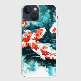 Чехол для iPhone 13 mini с принтом Koi Fish (карпы кои) в Курске,  |  | bright | brocade | carp | color | decorative | depth | exotic | fish | koi | koi fish | sea | water | вода | глубина | декоративные | карпы | кои | море | парчовый | рыбки | цвет | экзотические | яркий