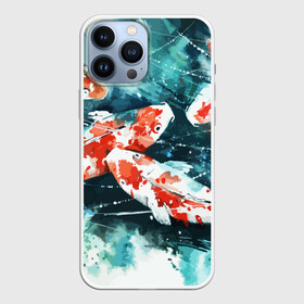 Чехол для iPhone 13 Pro Max с принтом Koi Fish (карпы кои) в Курске,  |  | bright | brocade | carp | color | decorative | depth | exotic | fish | koi | koi fish | sea | water | вода | глубина | декоративные | карпы | кои | море | парчовый | рыбки | цвет | экзотические | яркий