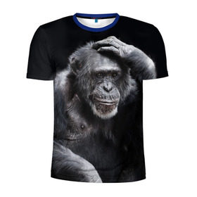 Мужская футболка 3D спортивная с принтом ЕГЭ в Курске, 100% полиэстер с улучшенными характеристиками | приталенный силуэт, круглая горловина, широкие плечи, сужается к линии бедра | егэ | обезьяна | шимпанзе | школа | экзамен | экзамены