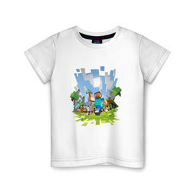 Детская футболка хлопок с принтом MINECRAFT в Курске, 100% хлопок | круглый вырез горловины, полуприлегающий силуэт, длина до линии бедер | minecraft | майнкрафт