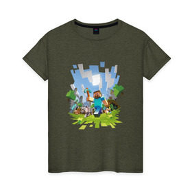 Женская футболка хлопок с принтом MINECRAFT в Курске, 100% хлопок | прямой крой, круглый вырез горловины, длина до линии бедер, слегка спущенное плечо | minecraft | майнкрафт