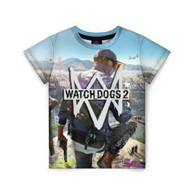 Детская футболка 3D с принтом Watch Dogs 2 в Курске, 100% гипоаллергенный полиэфир | прямой крой, круглый вырез горловины, длина до линии бедер, чуть спущенное плечо, ткань немного тянется | Тематика изображения на принте: watchdogs