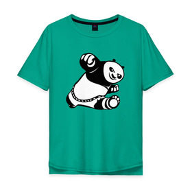 Мужская футболка хлопок Oversize с принтом Панда в Курске, 100% хлопок | свободный крой, круглый ворот, “спинка” длиннее передней части | кунг фу | мульт | панда
