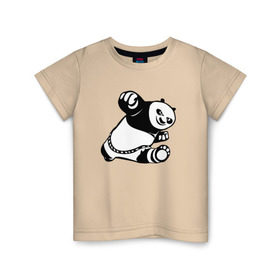 Детская футболка хлопок с принтом Панда в Курске, 100% хлопок | круглый вырез горловины, полуприлегающий силуэт, длина до линии бедер | кунг фу | мульт | панда