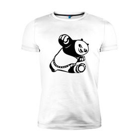 Мужская футболка премиум с принтом Панда в Курске, 92% хлопок, 8% лайкра | приталенный силуэт, круглый вырез ворота, длина до линии бедра, короткий рукав | Тематика изображения на принте: кунг фу | мульт | панда