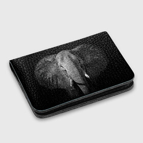 Картхолдер с принтом с принтом Слон в Курске, натуральная матовая кожа | размер 7,3 х 10 см; кардхолдер имеет 4 кармана для карт; | animal | big | black   white | elephant | wild | большой | дикий | животное | слон | черно   белый