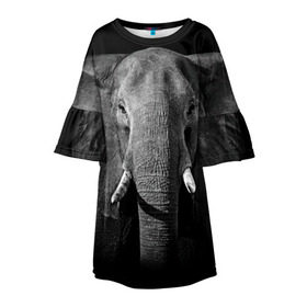 Детское платье 3D с принтом Слон в Курске, 100% полиэстер | прямой силуэт, чуть расширенный к низу. Круглая горловина, на рукавах — воланы | animal | big | black   white | elephant | wild | большой | дикий | животное | слон | черно   белый