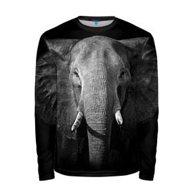 Мужской лонгслив 3D с принтом Слон в Курске, 100% полиэстер | длинные рукава, круглый вырез горловины, полуприлегающий силуэт | animal | big | black   white | elephant | wild | большой | дикий | животное | слон | черно   белый