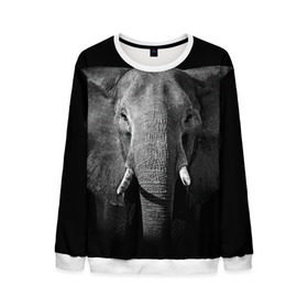 Мужской свитшот 3D с принтом Слон в Курске, 100% полиэстер с мягким внутренним слоем | круглый вырез горловины, мягкая резинка на манжетах и поясе, свободная посадка по фигуре | animal | big | black   white | elephant | wild | большой | дикий | животное | слон | черно   белый