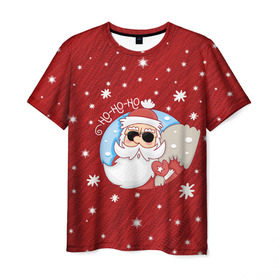 Мужская футболка 3D с принтом HoHoHo в Курске, 100% полиэфир | прямой крой, круглый вырез горловины, длина до линии бедер | 2017 год | deer | ho | merry christmas | new year | santa | дед мороз | зима | клаус | новый год | ночь | праздник | рождество | санта | снег