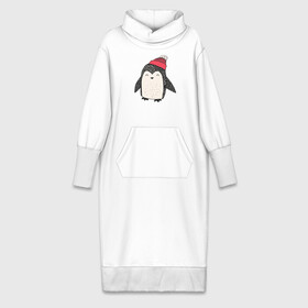 Платье удлиненное хлопок с принтом Пингвин в шапке в Курске,  |  | милота