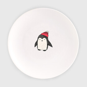 Тарелка с принтом Пингвин в шапке в Курске, фарфор | диаметр - 210 мм
диаметр для нанесения принта - 120 мм | милота
