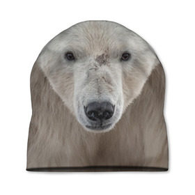 Шапка 3D с принтом Белый медведь в Курске, 100% полиэстер | универсальный размер, печать по всей поверхности изделия | animal | bear | eyes | head | north | polar | predator | white | wild | белый | взгляд | голова | дикий | животное | медведь | полярный | север | хищник
