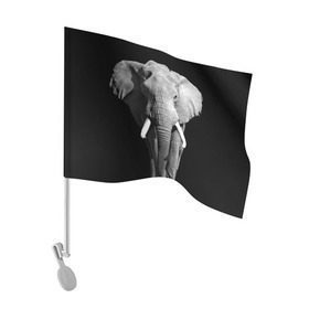 Флаг для автомобиля с принтом Слон в Курске, 100% полиэстер | Размер: 30*21 см | africa | big | black   white | elephant is an animal | shroud | tusks | африка | бивни | большой | животное | идет | савана | слон | черно   белый