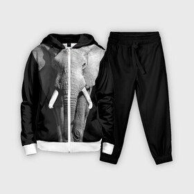 Детский костюм 3D с принтом Слон в Курске,  |  | africa | big | black   white | elephant is an animal | shroud | tusks | африка | бивни | большой | животное | идет | савана | слон | черно   белый
