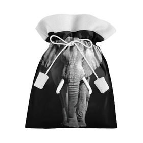 Подарочный 3D мешок с принтом Слон в Курске, 100% полиэстер | Размер: 29*39 см | africa | big | black   white | elephant is an animal | shroud | tusks | африка | бивни | большой | животное | идет | савана | слон | черно   белый