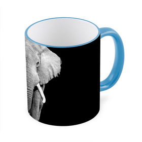 Кружка 3D с принтом Слон в Курске, керамика | ёмкость 330 мл | africa | big | black   white | elephant is an animal | shroud | tusks | африка | бивни | большой | животное | идет | савана | слон | черно   белый