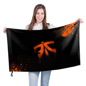 Флаг 3D с принтом cs:go - Fnatic (Black collection) в Курске, 100% полиэстер | плотность ткани — 95 г/м2, размер — 67 х 109 см. Принт наносится с одной стороны | 0x000000123 | cs | csgo | fnatic | кс | ксго | фнатик