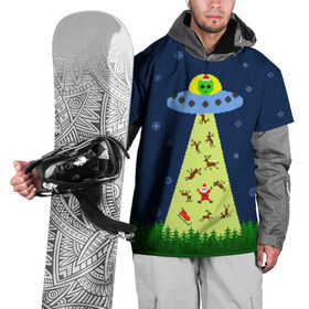 Накидка на куртку 3D с принтом Похищение Санта Клауса в Курске, 100% полиэстер |  | вязанный | дед мороз | нлоб инопланетяне | новый год | рождество | свитер