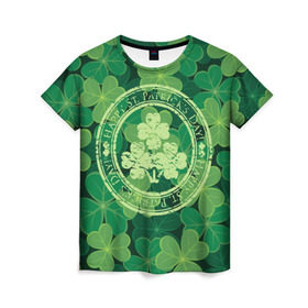 Женская футболка 3D с принтом Ireland, Happy St. Patrick`s Day в Курске, 100% полиэфир ( синтетическое хлопкоподобное полотно) | прямой крой, круглый вырез горловины, длина до линии бедер | Тематика изображения на принте: background | clover | four | green | happy st. patricks day | holiday | ireland | leaf | petal | plant | print | зеленый | ирландия | клевер | лепесток | лист | печать | праздник | растение | счастливого святого патрика | фон | четыре