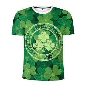 Мужская футболка 3D спортивная с принтом Ireland, Happy St. Patrick`s Day в Курске, 100% полиэстер с улучшенными характеристиками | приталенный силуэт, круглая горловина, широкие плечи, сужается к линии бедра | background | clover | four | green | happy st. patricks day | holiday | ireland | leaf | petal | plant | print | зеленый | ирландия | клевер | лепесток | лист | печать | праздник | растение | счастливого святого патрика | фон | четыре