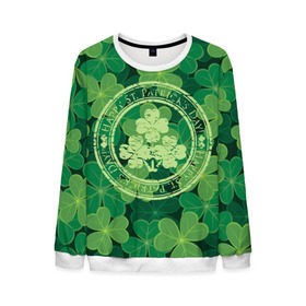Мужской свитшот 3D с принтом Ireland, Happy St. Patrick`s Day в Курске, 100% полиэстер с мягким внутренним слоем | круглый вырез горловины, мягкая резинка на манжетах и поясе, свободная посадка по фигуре | background | clover | four | green | happy st. patricks day | holiday | ireland | leaf | petal | plant | print | зеленый | ирландия | клевер | лепесток | лист | печать | праздник | растение | счастливого святого патрика | фон | четыре