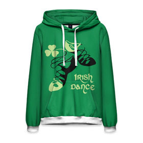 Мужская толстовка 3D с принтом Ireland, Irish dance в Курске, 100% полиэстер | двухслойный капюшон со шнурком для регулировки, мягкие манжеты на рукавах и по низу толстовки, спереди карман-кенгуру с мягким внутренним слоем. | background | black | clover | dance | green | ireland | irish | petal | soft shoes | зеленый | ирландия | ирландский | клевер | лепесток | мягкая | обувь | танец | фон | черная
