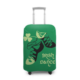 Чехол для чемодана 3D с принтом Ireland, Irish dance в Курске, 86% полиэфир, 14% спандекс | двустороннее нанесение принта, прорези для ручек и колес | background | black | clover | dance | green | ireland | irish | petal | soft shoes | зеленый | ирландия | ирландский | клевер | лепесток | мягкая | обувь | танец | фон | черная
