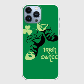 Чехол для iPhone 13 Pro Max с принтом Ireland, Irish dance в Курске,  |  | Тематика изображения на принте: background | black | clover | dance | green | ireland | irish | petal | soft shoes | зеленый | ирландия | ирландский | клевер | лепесток | мягкая | обувь | танец | фон | черная