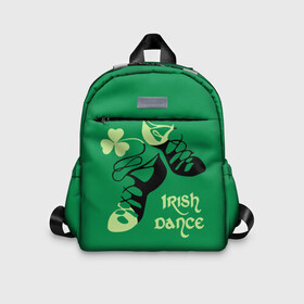Детский рюкзак 3D с принтом Ireland, Irish dance в Курске, 100% полиэстер | лямки с регулируемой длиной, сверху петелька, чтобы рюкзак можно было повесить на вешалку. Основное отделение закрывается на молнию, как и внешний карман. Внутри дополнительный карман. По бокам два дополнительных кармашка | background | black | clover | dance | green | ireland | irish | petal | soft shoes | зеленый | ирландия | ирландский | клевер | лепесток | мягкая | обувь | танец | фон | черная