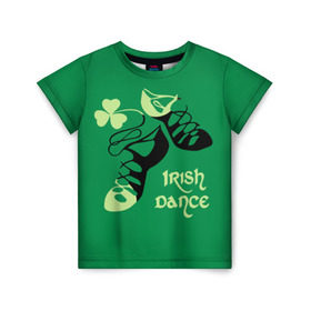 Детская футболка 3D с принтом Ireland, Irish dance в Курске, 100% гипоаллергенный полиэфир | прямой крой, круглый вырез горловины, длина до линии бедер, чуть спущенное плечо, ткань немного тянется | Тематика изображения на принте: background | black | clover | dance | green | ireland | irish | petal | soft shoes | зеленый | ирландия | ирландский | клевер | лепесток | мягкая | обувь | танец | фон | черная