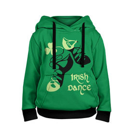 Детская толстовка 3D с принтом Ireland, Irish dance в Курске, 100% полиэстер | двухслойный капюшон со шнурком для регулировки, мягкие манжеты на рукавах и по низу толстовки, спереди карман-кенгуру с мягким внутренним слоем | background | black | clover | dance | green | ireland | irish | petal | soft shoes | зеленый | ирландия | ирландский | клевер | лепесток | мягкая | обувь | танец | фон | черная