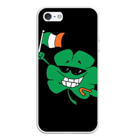 Чехол для iPhone 5/5S матовый с принтом Ирландия клевер с флагом в Курске, Силикон | Область печати: задняя сторона чехла, без боковых панелей | animation | background | black | clover | flag | ireland | smile | stick | teeth | анимация | зубы | ирландия | клевер | очки | палка | улыбка | флаг | фон | черный
