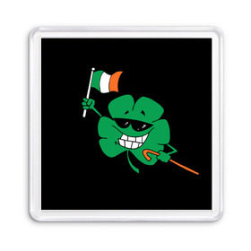 Магнит 55*55 с принтом Ирландия, клевер с флагом в Курске, Пластик | Размер: 65*65 мм; Размер печати: 55*55 мм | animation | background | black | clover | flag | ireland | smile | stick | teeth | анимация | зубы | ирландия | клевер | очки | палка | улыбка | флаг | фон | черный