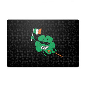 Пазл магнитный 126 элементов с принтом Ирландия, клевер с флагом в Курске, полимерный материал с магнитным слоем | 126 деталей, размер изделия —  180*270 мм | animation | background | black | clover | flag | ireland | smile | stick | teeth | анимация | зубы | ирландия | клевер | очки | палка | улыбка | флаг | фон | черный