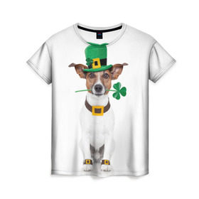 Женская футболка 3D с принтом Ирландия в Курске, 100% полиэфир ( синтетическое хлопкоподобное полотно) | прямой крой, круглый вырез горловины, длина до линии бедер | animal | breed | clover | dog | folk | fun | funny | hat | hero | ireland | irish | saint patrick | герой | животное | ирландия | ирландский | клевер | народный | порода | прикол | святой патрик | собака | шляпа | шутка