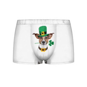 Мужские трусы 3D с принтом Ирландия в Курске, 50% хлопок, 50% полиэстер | классическая посадка, на поясе мягкая тканевая резинка | animal | breed | clover | dog | folk | fun | funny | hat | hero | ireland | irish | saint patrick | герой | животное | ирландия | ирландский | клевер | народный | порода | прикол | святой патрик | собака | шляпа | шутка