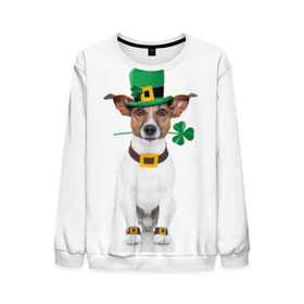 Мужской свитшот 3D с принтом Ирландия в Курске, 100% полиэстер с мягким внутренним слоем | круглый вырез горловины, мягкая резинка на манжетах и поясе, свободная посадка по фигуре | animal | breed | clover | dog | folk | fun | funny | hat | hero | ireland | irish | saint patrick | герой | животное | ирландия | ирландский | клевер | народный | порода | прикол | святой патрик | собака | шляпа | шутка