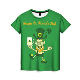 Женская футболка 3D с принтом Ирландия в Курске, 100% полиэфир ( синтетическое хлопкоподобное полотно) | прямой крой, круглый вырез горловины, длина до линии бедер | irish | st. patricks day | зеленый | ирландец | лепрекон