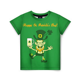 Детская футболка 3D с принтом Ирландия в Курске, 100% гипоаллергенный полиэфир | прямой крой, круглый вырез горловины, длина до линии бедер, чуть спущенное плечо, ткань немного тянется | irish | st. patricks day | зеленый | ирландец | лепрекон