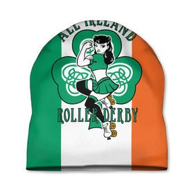 Шапка 3D с принтом Ирландия Roller Derby в Курске, 100% полиэстер | универсальный размер, печать по всей поверхности изделия | athlete | clover | flag | girl | ireland | roller | roller derby | девушка | ирландия | клевер | на роликах | спортсменка | флаг