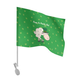 Флаг для автомобиля с принтом Ирландия в Курске, 100% полиэстер | Размер: 30*21 см | irish | sheep | st. patricks day | зеленый | ирландец | лепрекон | оваечка | овца