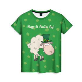 Женская футболка 3D с принтом Ирландия в Курске, 100% полиэфир ( синтетическое хлопкоподобное полотно) | прямой крой, круглый вырез горловины, длина до линии бедер | irish | sheep | st. patricks day | зеленый | ирландец | лепрекон | оваечка | овца