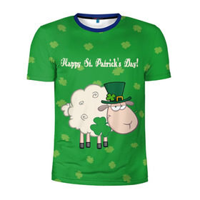 Мужская футболка 3D спортивная с принтом Ирландия в Курске, 100% полиэстер с улучшенными характеристиками | приталенный силуэт, круглая горловина, широкие плечи, сужается к линии бедра | Тематика изображения на принте: irish | sheep | st. patricks day | зеленый | ирландец | лепрекон | оваечка | овца