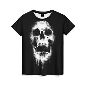 Женская футболка 3D с принтом Evil Skull в Курске, 100% полиэфир ( синтетическое хлопкоподобное полотно) | прямой крой, круглый вырез горловины, длина до линии бедер | bone | dark | death | evil | hipster | skelet | skull | кости | скелет | темнота | хипстер | череп