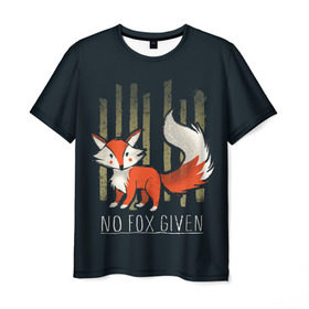 Мужская футболка 3D с принтом No Fox Given в Курске, 100% полиэфир | прямой крой, круглый вырез горловины, длина до линии бедер | Тематика изображения на принте: animal | beast | fox | heart | love | orange | животное | зверь | лис | лиса | личиска | любовь | рыжая | сердце