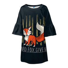Детское платье 3D с принтом No Fox Given в Курске, 100% полиэстер | прямой силуэт, чуть расширенный к низу. Круглая горловина, на рукавах — воланы | animal | beast | fox | heart | love | orange | животное | зверь | лис | лиса | личиска | любовь | рыжая | сердце