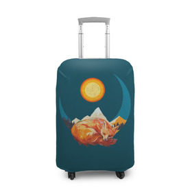 Чехол для чемодана 3D с принтом Лиса под солнцем в Курске, 86% полиэфир, 14% спандекс | двустороннее нанесение принта, прорези для ручек и колес | animal | beast | fox | heart | love | orange | животное | зверь | лис | лиса | личиска | любовь | природа | рыжая | сердце | солнце