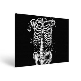 Холст прямоугольный с принтом Floral Skeleton в Курске, 100% ПВХ |  | art | bone | dark | death | fashion | flower | hipster | skelet | skull | арт | грудь | кости | мода | ребра | скелет | стиль | темный | хипстер | цвет | череп